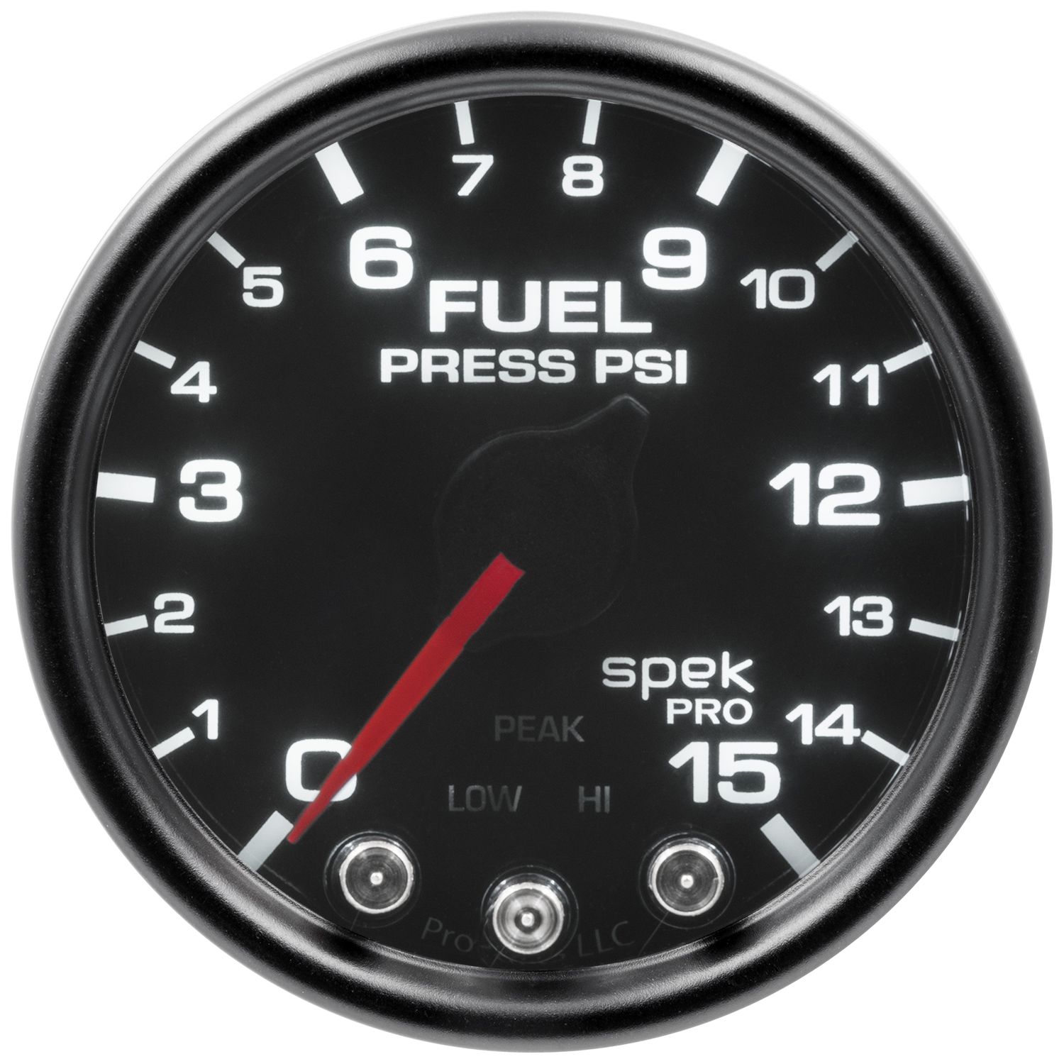 AUTOMETER Fuel Pressure Gauge 2 1/16", 15PSI, Stepper Motor W/Pk & Wrn, Black/Smoke/Black, Spek