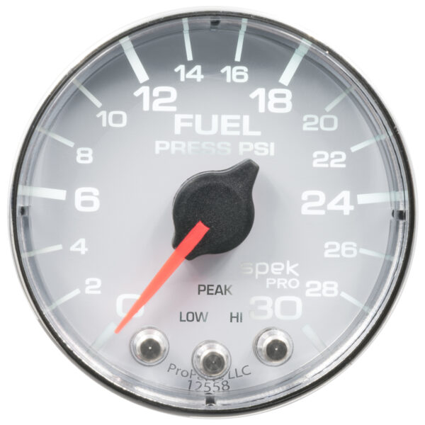 AUTOMETER Fuel Pressure Gauge 2 1/16", 30PSI, Stepper Motor W/Peak & Warn, Wht/Chrm, Spek - Image 2