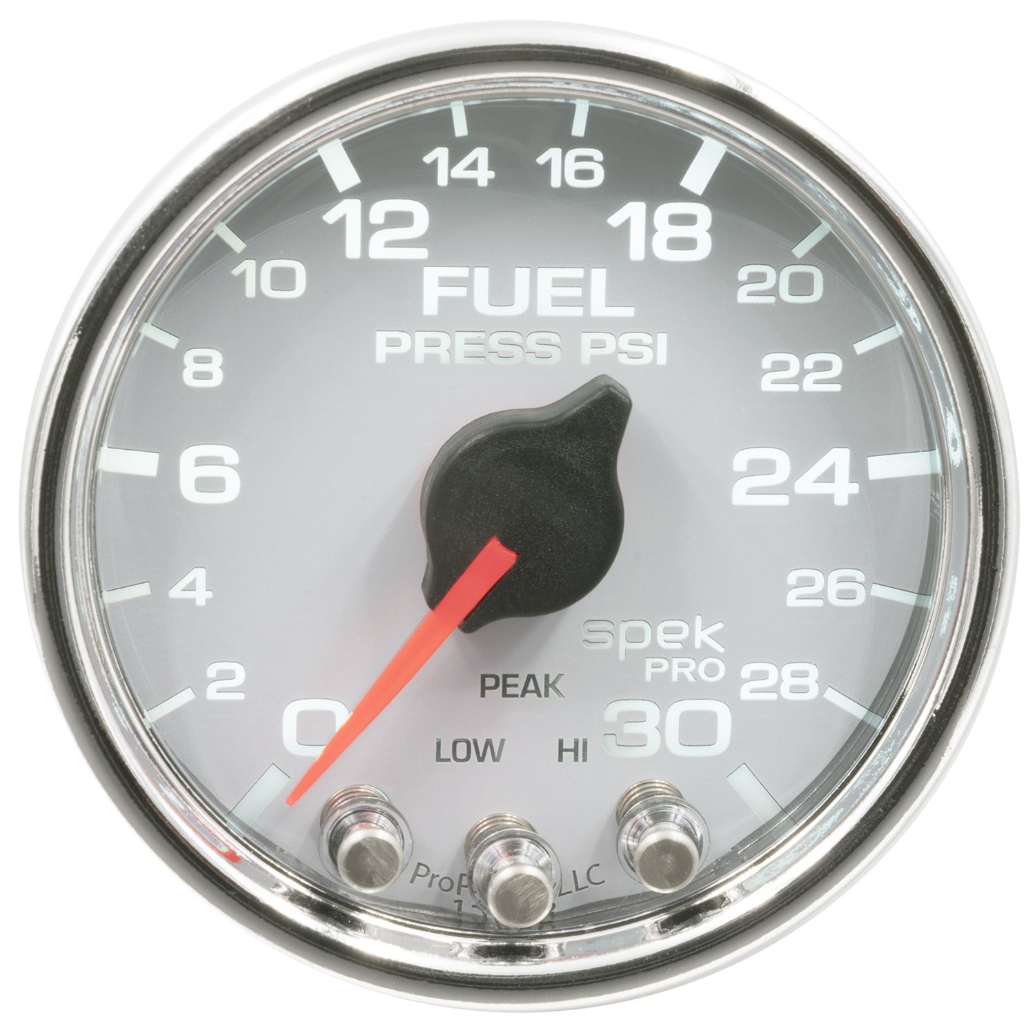 AUTOMETER Fuel Pressure Gauge 2 1/16", 30PSI, Stepper Motor W/Peak & Warn, Wht/Chrm, Spek