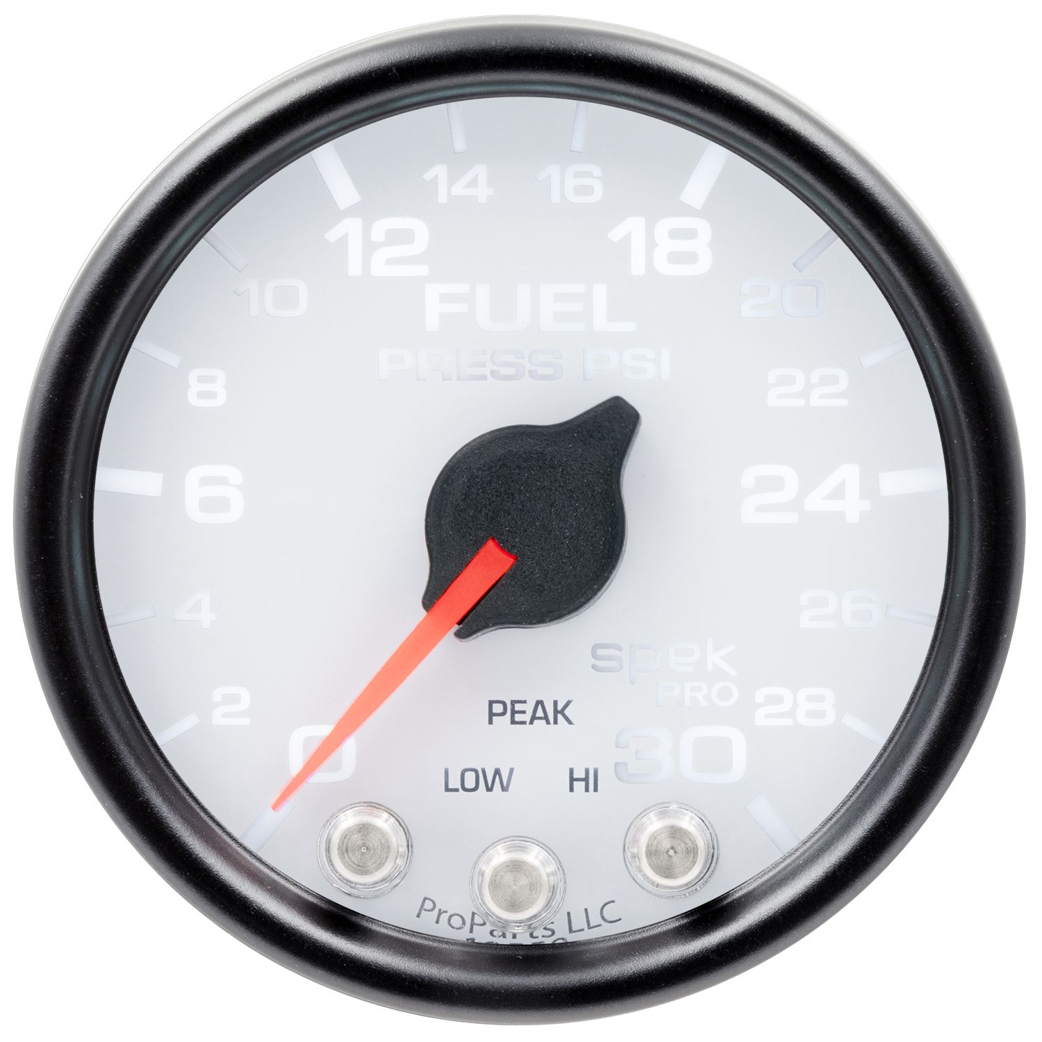 AUTOMETER Fuel Pressure Gauge 2 1/16", 30PSI, Stepper Motor W/Peak & Warn, Wht/Black, Spek