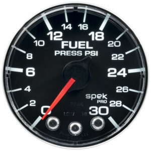 AUTOMETER Fuel Pressure Gauge 2 1/16", 30PSI, Stepper Motor W/Peak & Warn, Black/Chrm, Spek