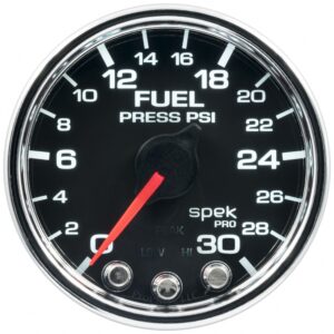 AUTOMETER Fuel Pressure Gauge 2 1/16", 30PSI, Stepper Motor W/Peak & Warn, Black/Chrm, Spek