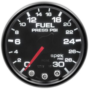 AUTOMETER Fuel Pressure Gauge 2 1/16", 30PSI, Stepper Motor W/Pk & Wrn, Black/Smoke/Black, Spek