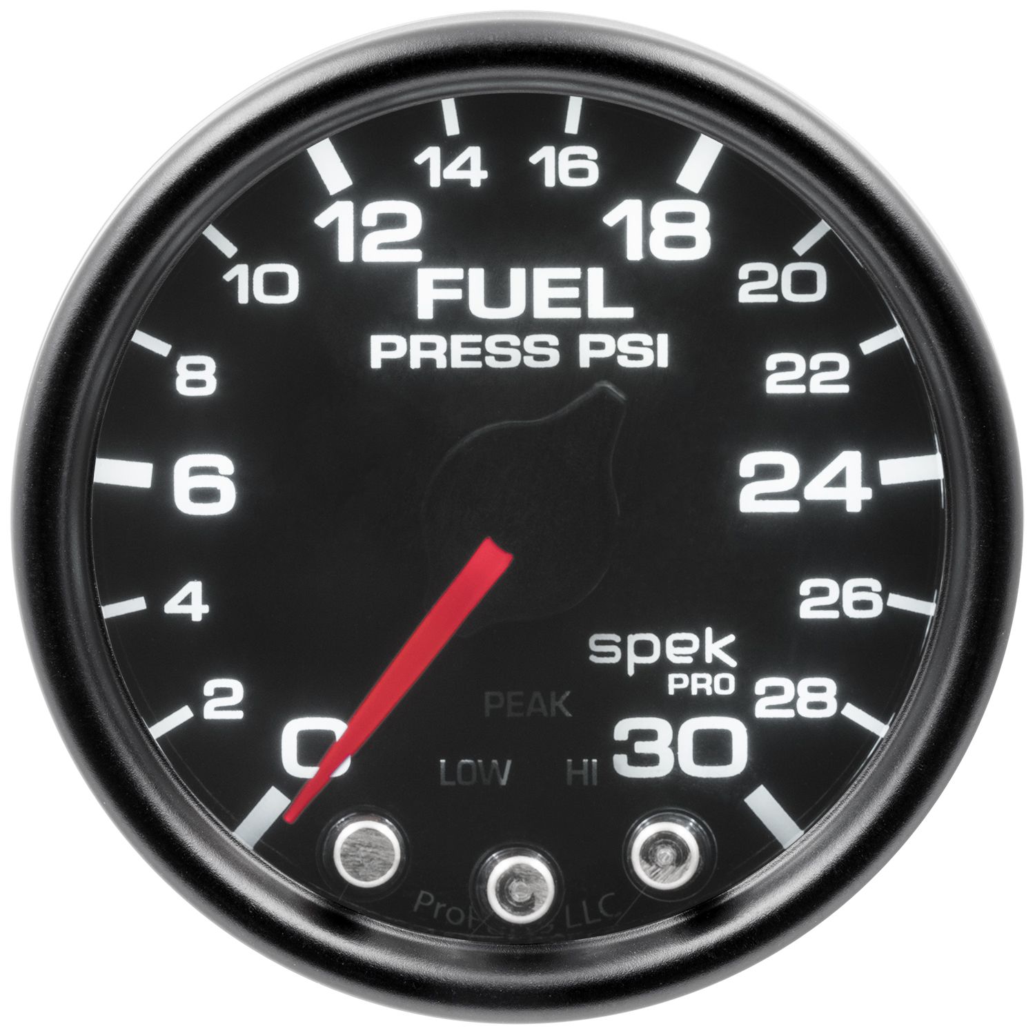 AUTOMETER Fuel Pressure Gauge 2 1/16", 30PSI, Stepper Motor W/Pk & Wrn, Black/Smoke/Black, Spek