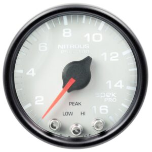 AUTOMETER Nitrous Pressure Gauge 2 1/16", 1600PSI, Stepper Motor W/Pk & Wrn, Wht/Black, Spek
