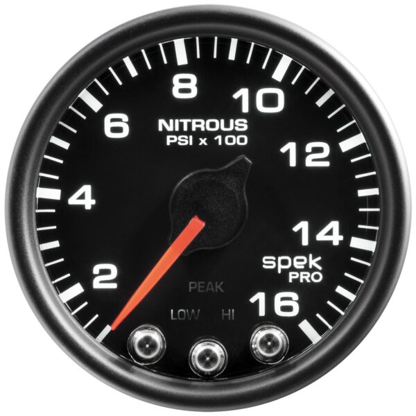 AUTOMETER Nitrous Pressure Gauge 2 1/16", 1600PSI, Stepper Motor W/Pk & Wrn, Black/Black, Spek