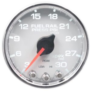 AUTOMETER Rail Pressure Gauge 2 1/16", 30Kpsi, Stepper Motor W/Peak & Warn, Wht/Chrm, Spek
