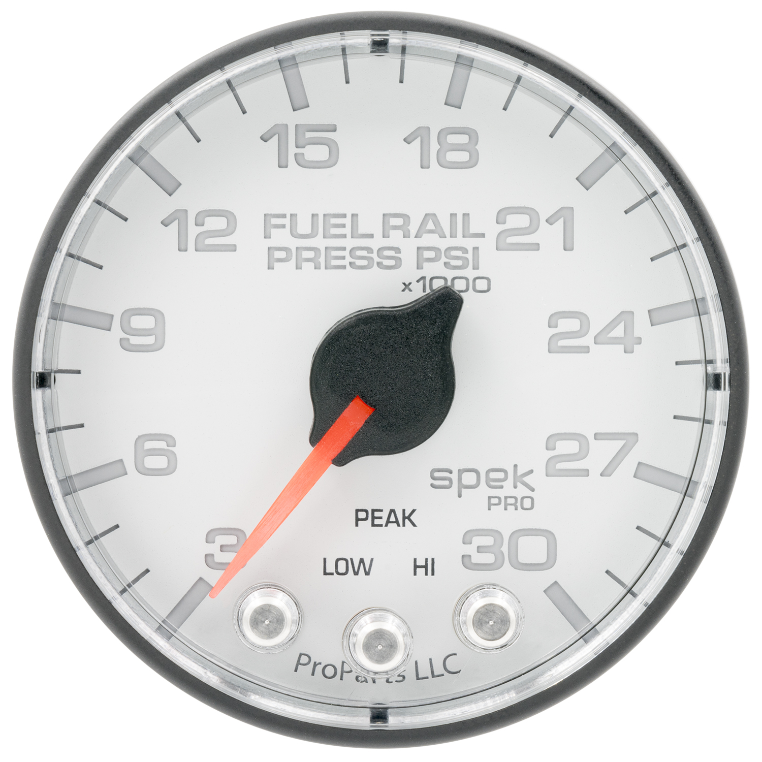 AUTOMETER Rail Pressure Gauge 2 1/16", 30Kpsi, Stepper Motor W/Peak & Warn, Wht/Black, Spek