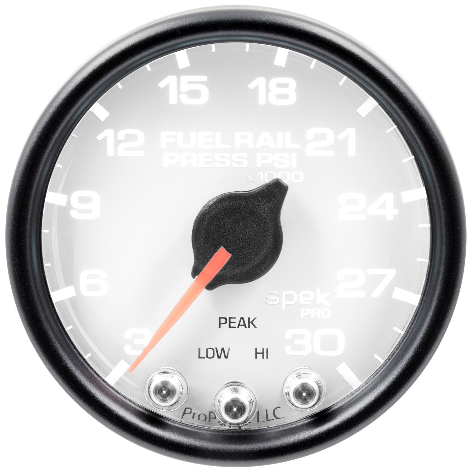 AUTOMETER Rail Pressure Gauge 2 1/16", 30Kpsi, Stepper Motor W/Peak & Warn, Wht/Black, Spek
