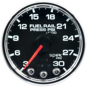 AUTOMETER Rail Pressure Gauge 2 1/16", 30Kpsi, Stepper Motor W/Peak & Warn, Black/Chrm, Spek