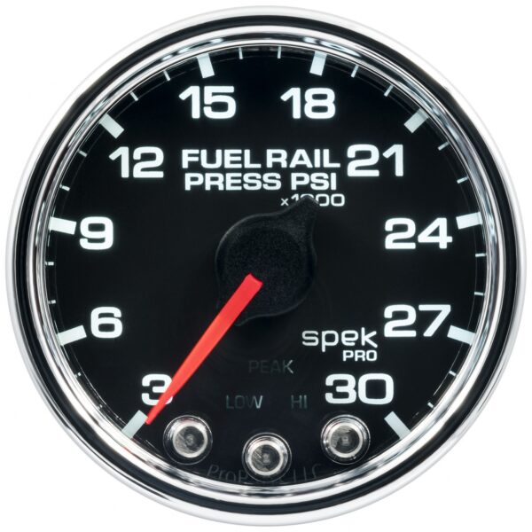 AUTOMETER Rail Pressure Gauge 2 1/16", 30Kpsi, Stepper Motor W/Peak & Warn, Black/Chrm, Spek