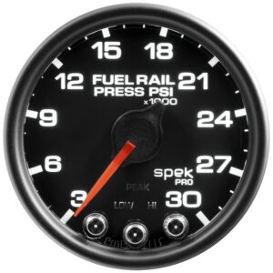 AUTOMETER Rail Pressure Gauge 2 1/16", 30Kpsi, Stepper Motor W/Peak & Warn, Black/Black, Spek
