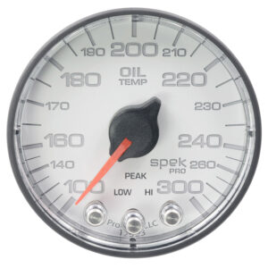 AUTOMETER Oil Temperature Gauge 2 1/16", 300°f, Stepper Motor W/Peak & Warn, Wht/Black, Spek-Pro