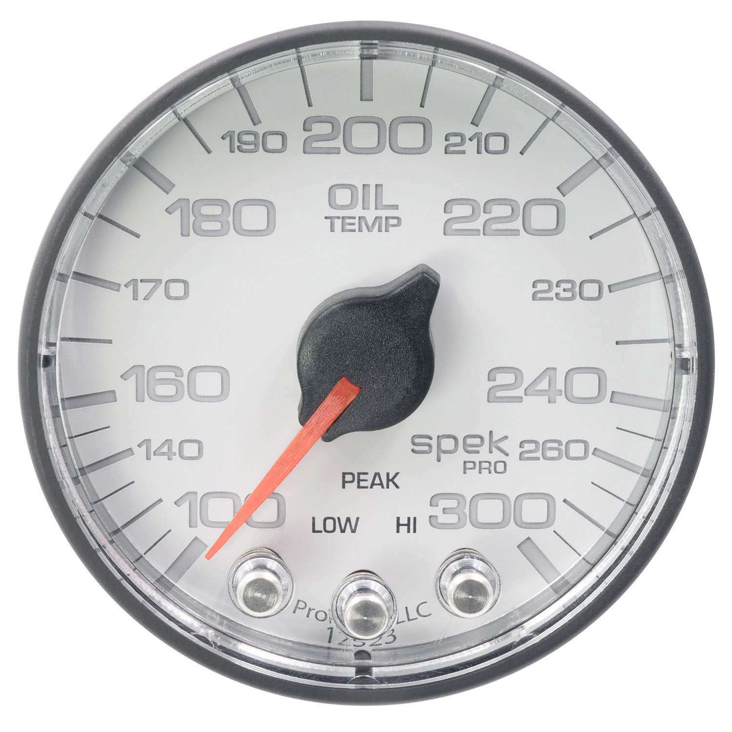AUTOMETER Oil Temperature Gauge 2 1/16", 300&deg;f, Stepper Motor W/Peak & Warn, Wht/Black, Spek-Pro