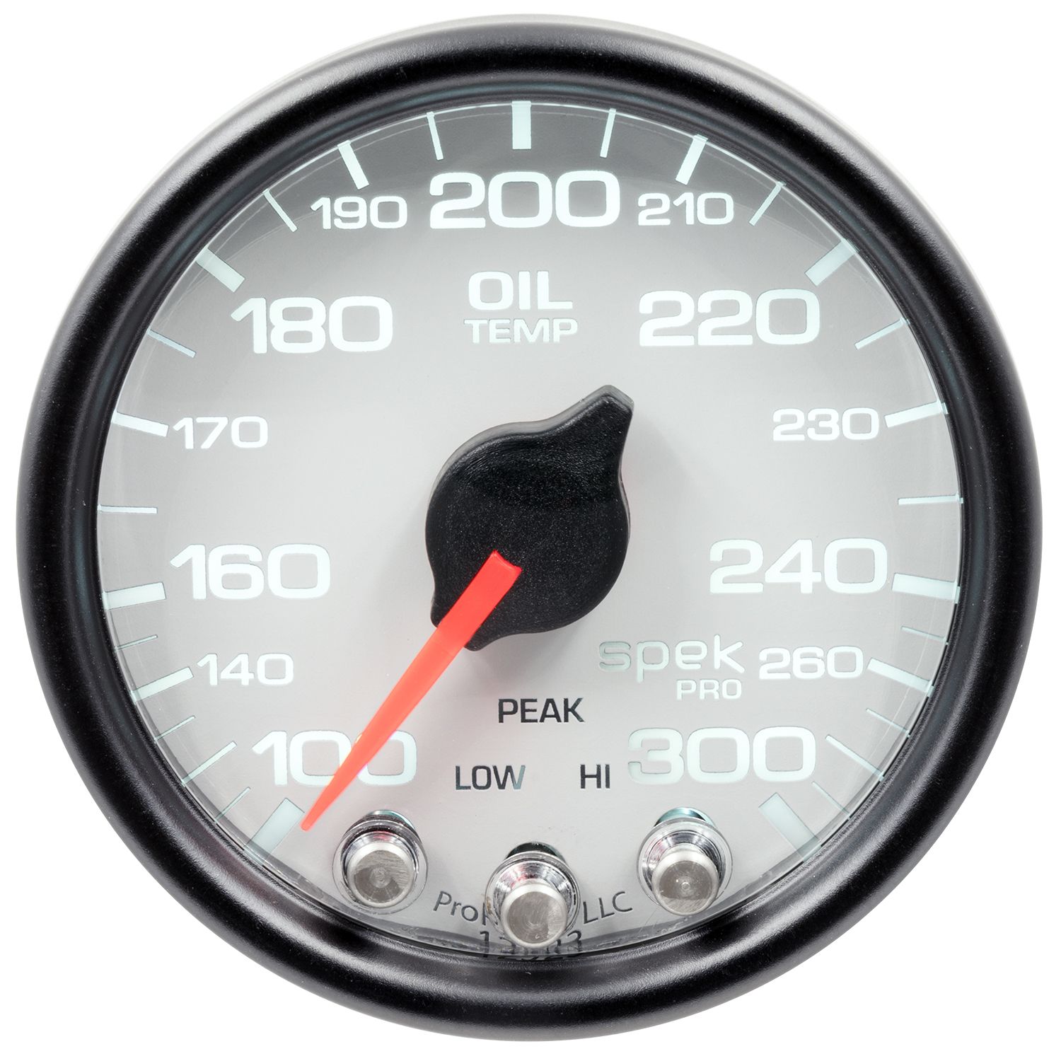 AUTOMETER Oil Temperature Gauge 2 1/16", 300°f, Stepper Motor W/Peak & Warn, Wht/Black, Spek-Pro