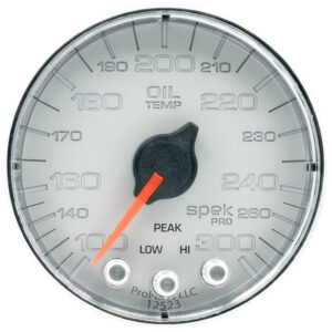 AUTOMETER Oil Temperature Gauge 2 1/16", 300°f, Stepper Motor W/Pk & Wrn, Slvr/Chrm, Spek-Pro