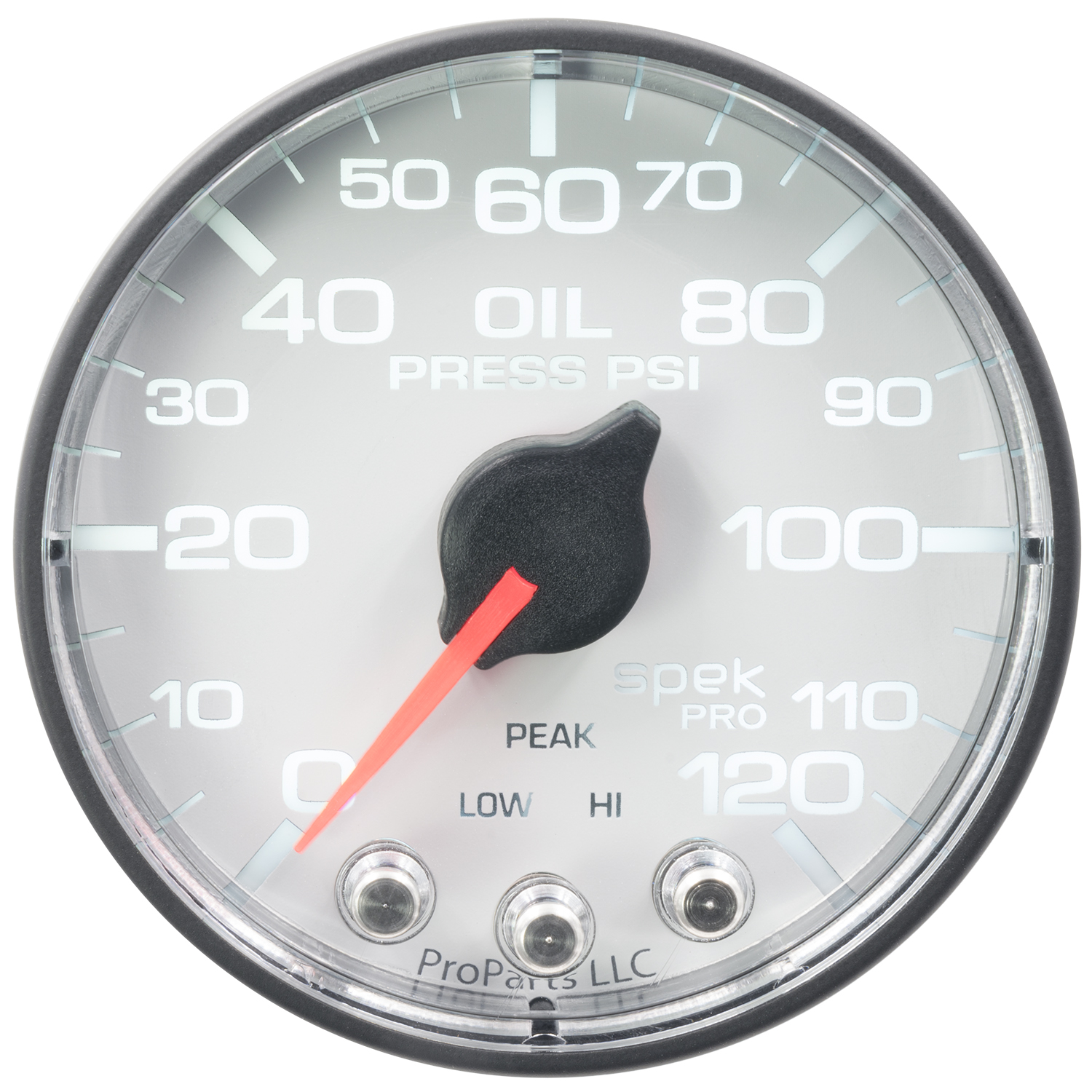 AUTOMETER Oil Pressure Gauge 2 1/16", 120PSI, Stepper Motor W/Peak & Warn, Wht/Black, Spek - Image 2