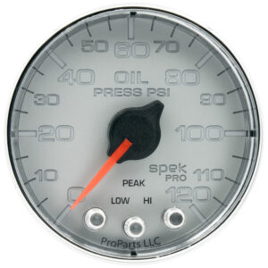 AUTOMETER Oil Pressure Gauge 2 1/16", 120PSI, Stepper Motor W/Peak & Warn, Slvr/Chrm, Spek