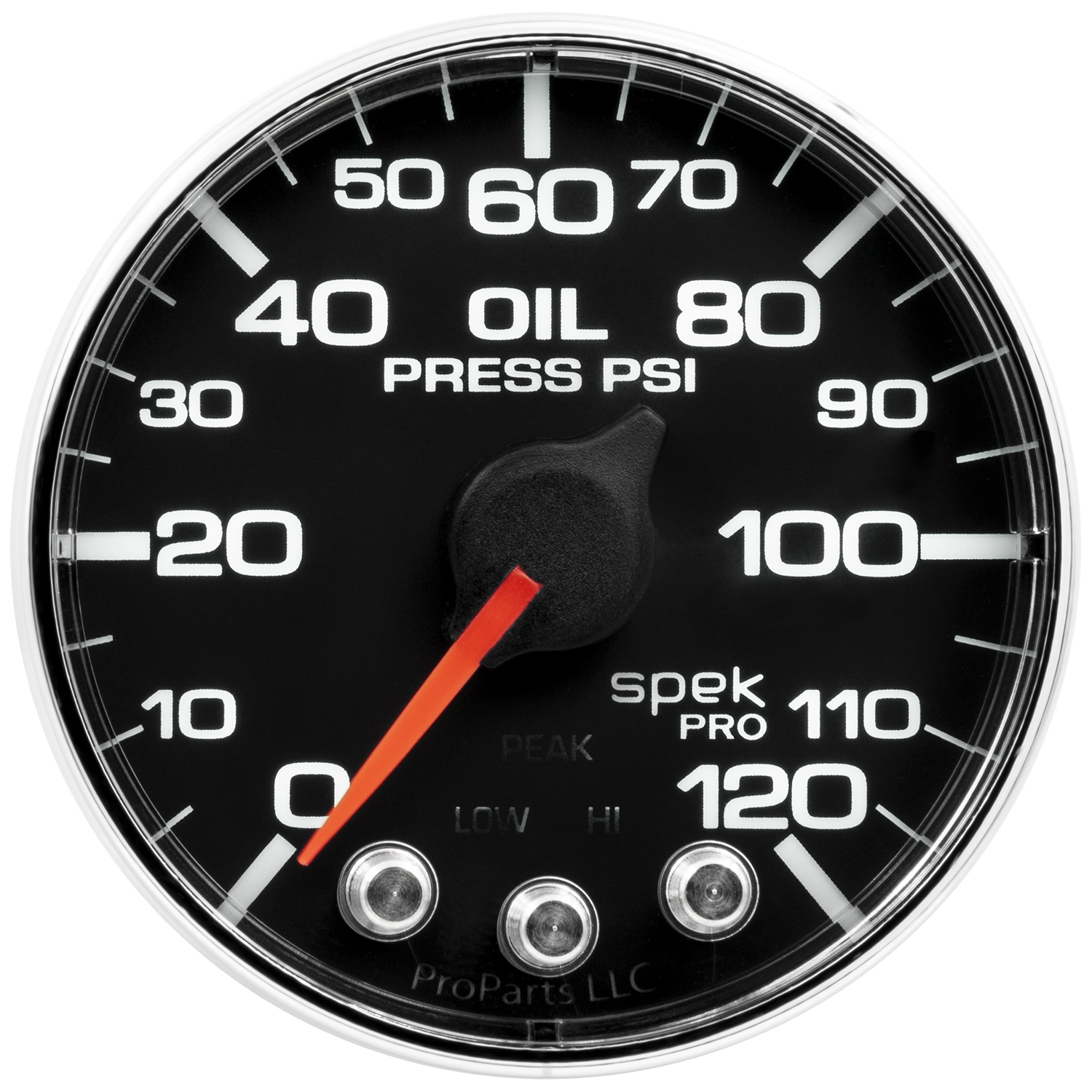 AUTOMETER Oil Pressure Gauge 2 1/16", 120PSI, Stepper Motor W/Peak & Warn, Black/Chrm, Spek