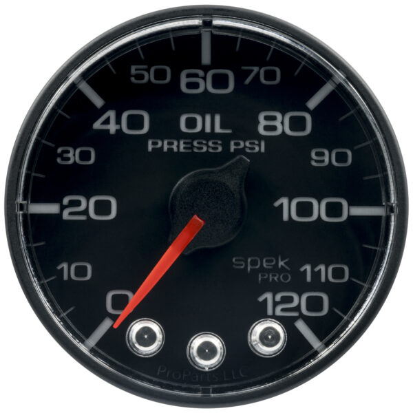 AUTOMETER Oil Pressure Gauge 2 1/16", 120PSI, Stepper Motor W/Peak & Warn, Black/Black, Spek - Image 2