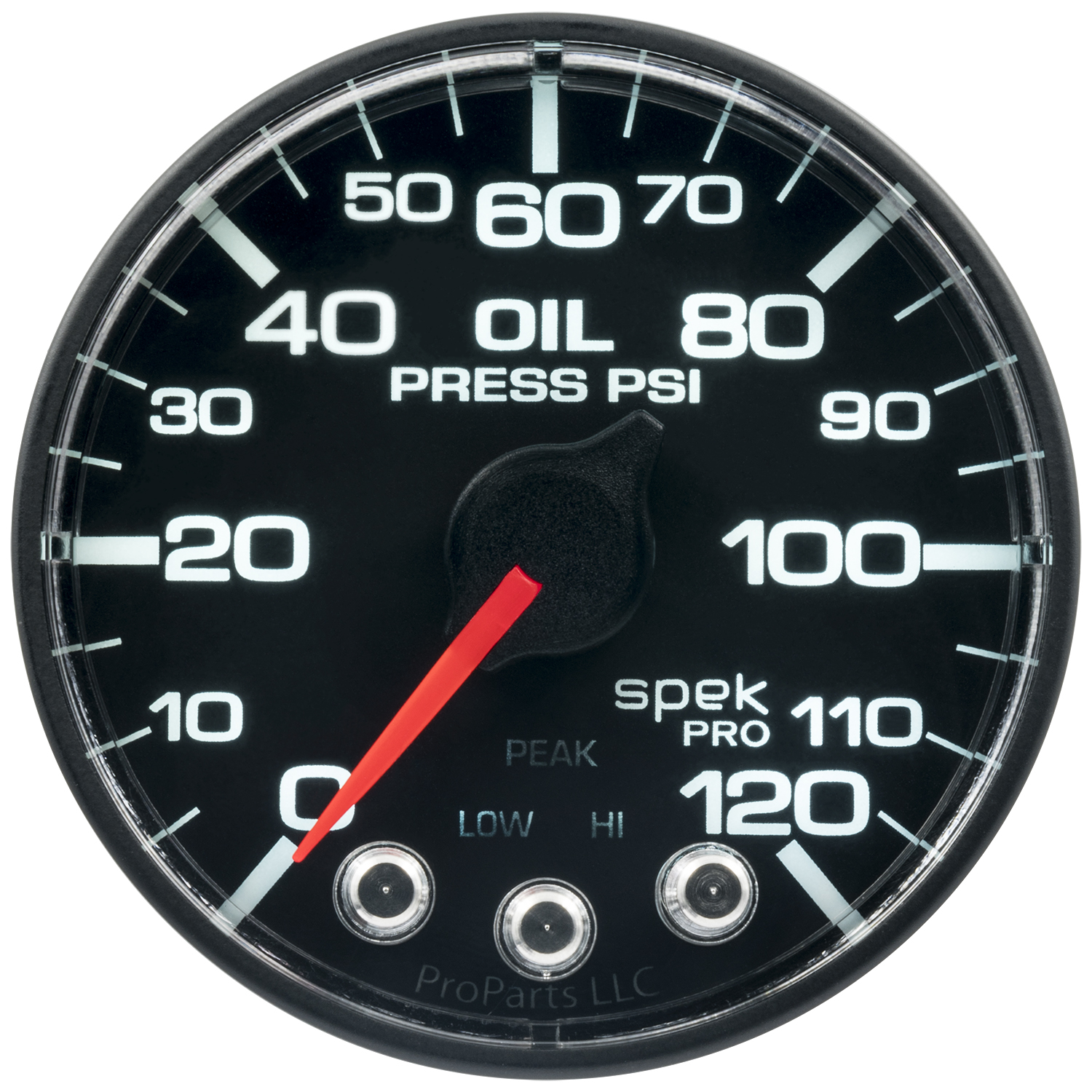AUTOMETER Oil Pressure Gauge 2 1/16", 120PSI, Stepper Motor W/Peak & Warn, Black/Black, Spek