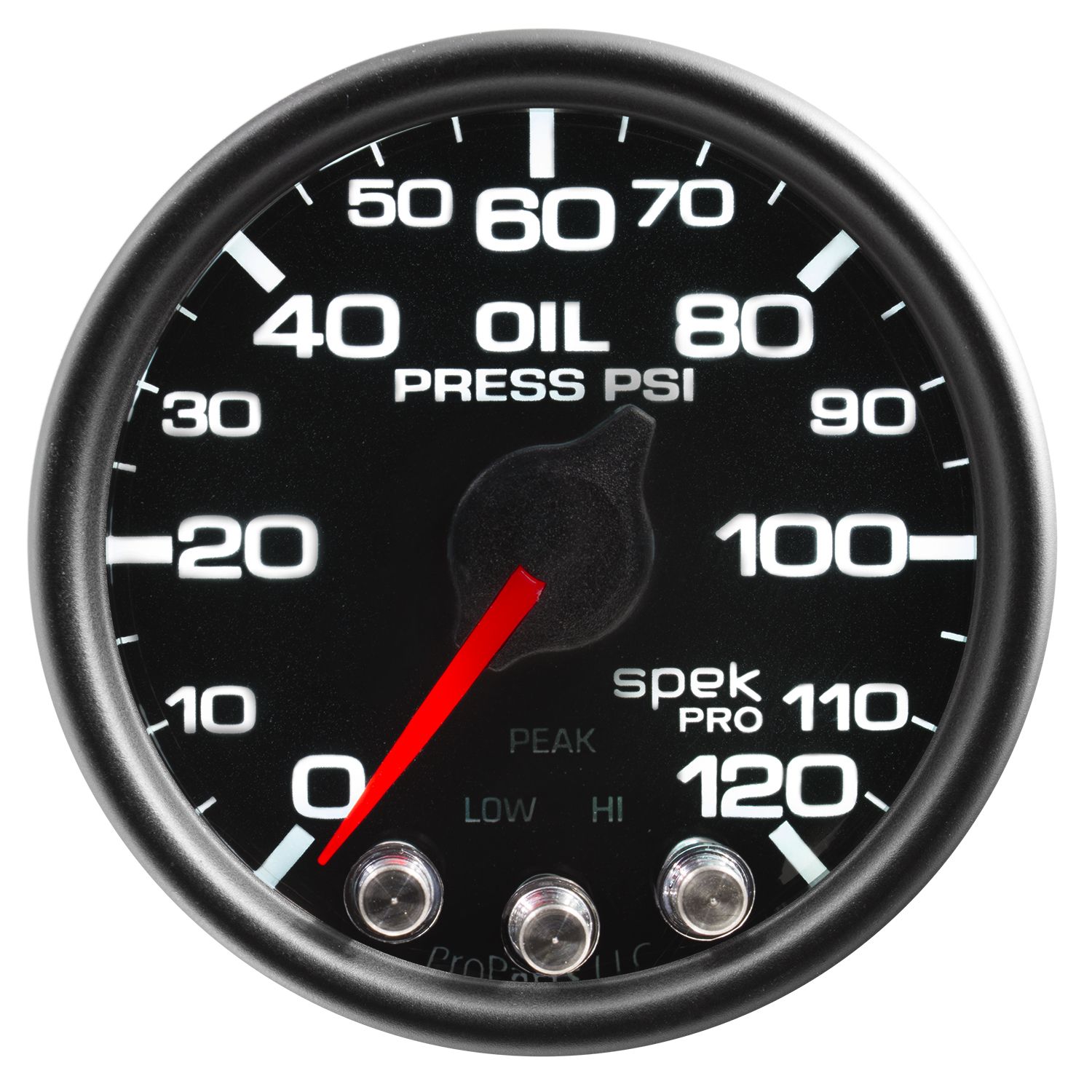AUTOMETER Oil Pressure Gauge 2 1/16", 120PSI, Stepper Motor W/Peak & Warn, Black/Black, Spek