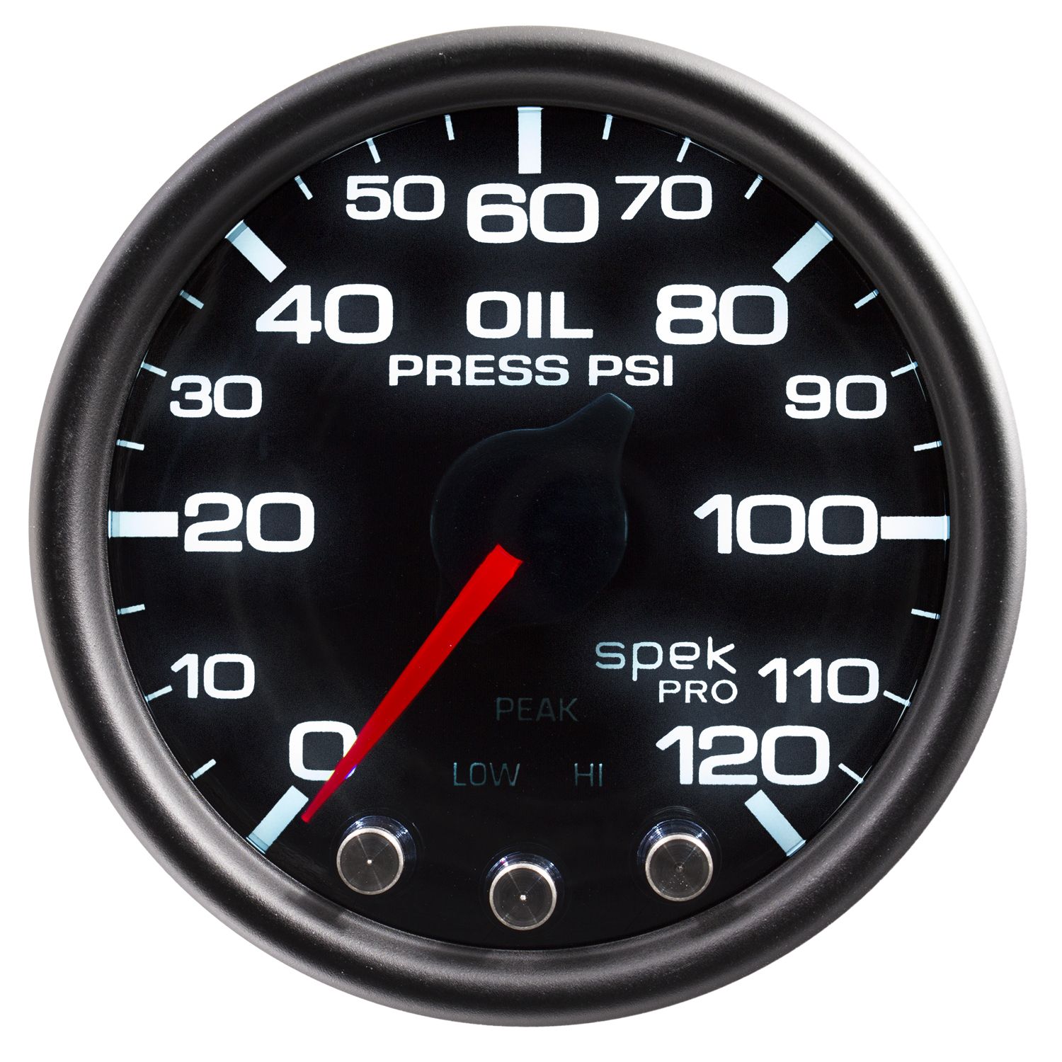 AUTOMETER Oil Pressure Gauge 2 1/16", 120PSI, Stepper Motor W/Pk & Wrn, Black/Smke/Black, Spek