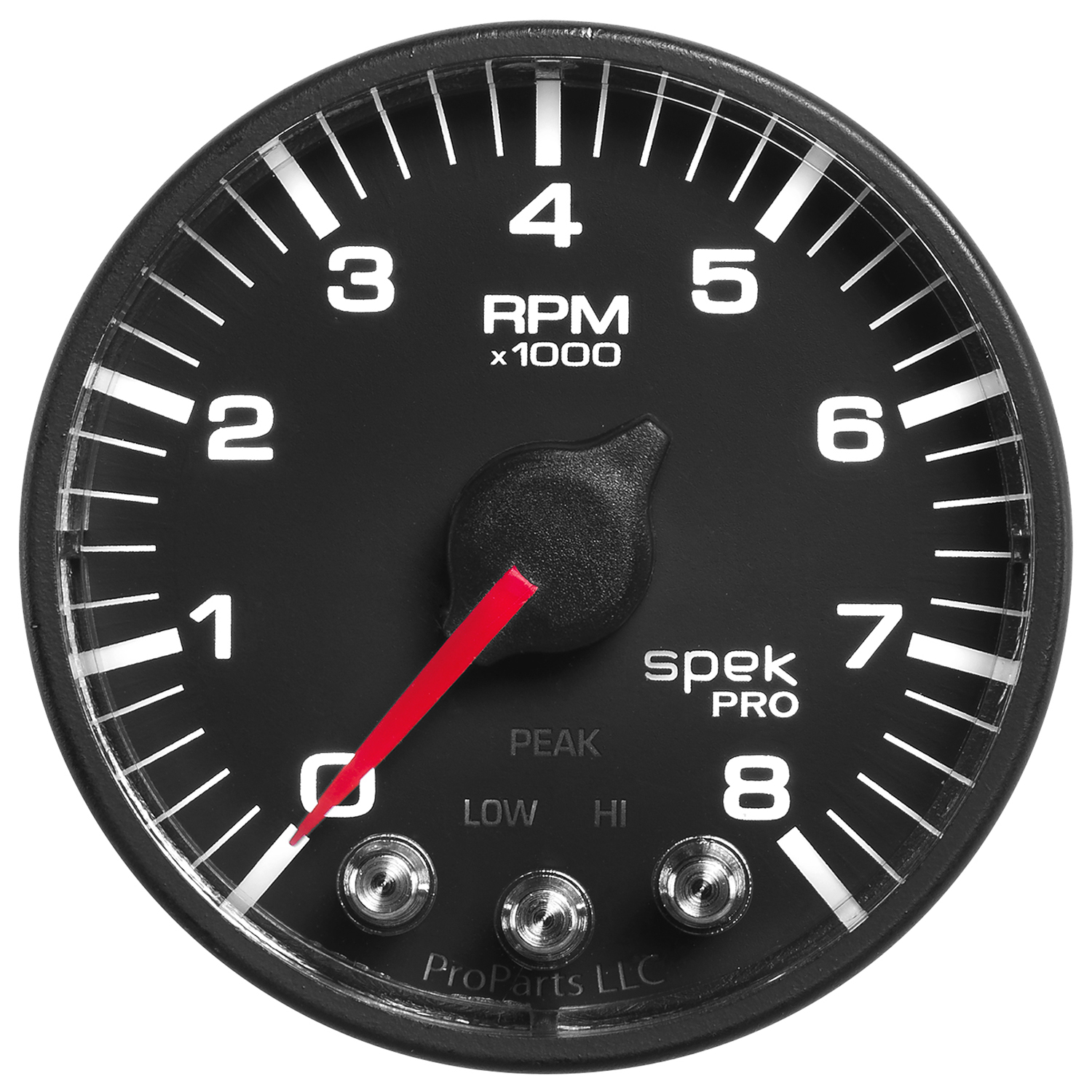 AUTOMETER Tachometer Gauge 2 1/16", 8K RPM, W/ Shift Light & Peak Mem, Black/Black, Spek-Pro