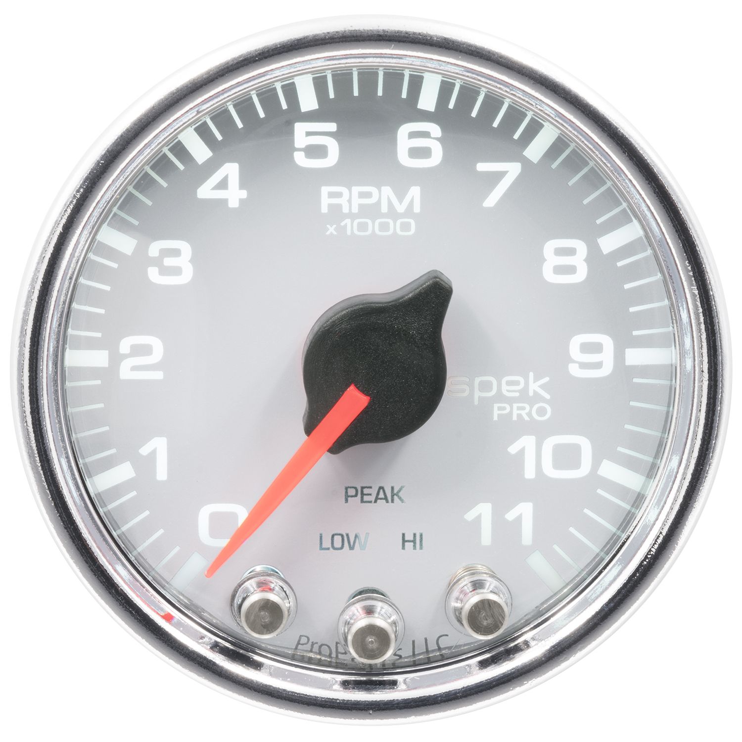 AUTOMETER Tachometer Gauge 2 1/16", 11K RPM, W/ Shift Light & Peak Mem, Wht/Chrm, Spek-Pro