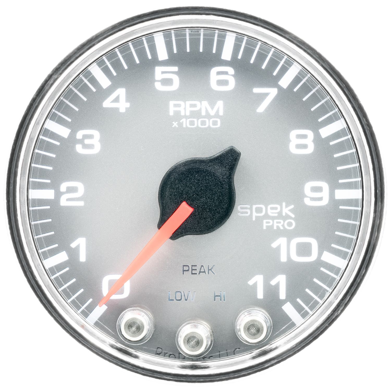 AUTOMETER Tachometer Gauge 2 1/16", 11K RPM, W/ Shift Light & Peak Mem, Slvr/Chrm, Spek-Pro