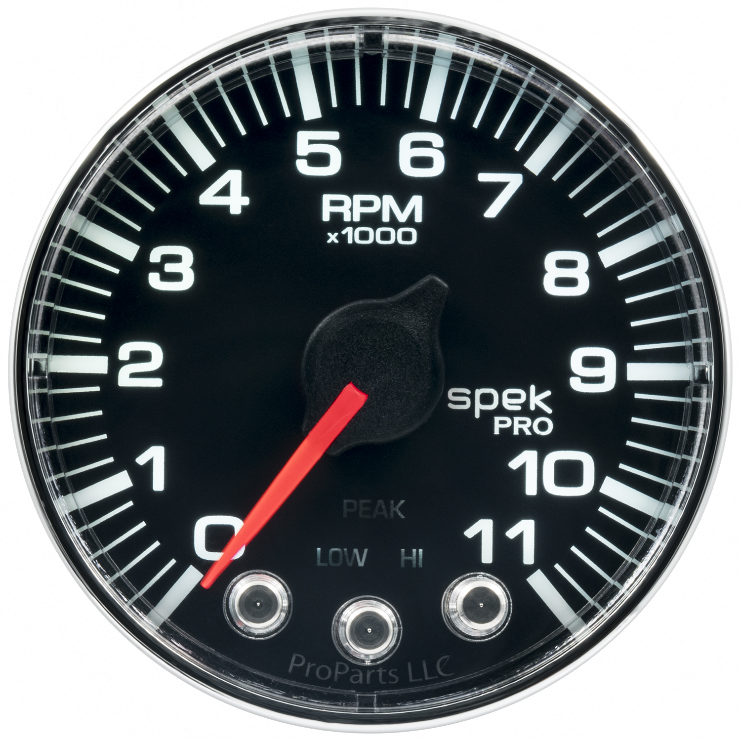 AUTOMETER Tachometer Gauge 2 1/16", 11K RPM, W/ Shift Light & Peak Mem, Black/Chrm, Spek-Pro