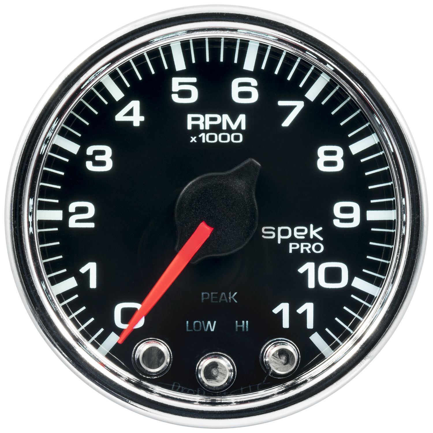 AUTOMETER Tachometer Gauge 2 1/16", 11K RPM, W/ Shift Light & Peak Mem, Black/Chrm, Spek-Pro
