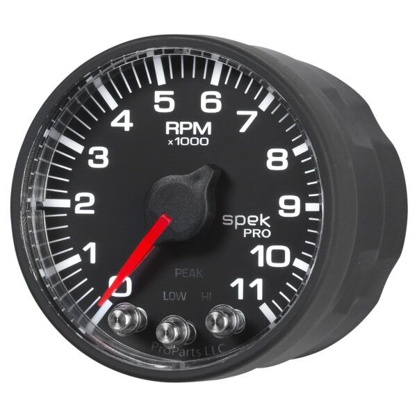 AUTOMETER Tachometer Gauge 2 1/16", 11K RPM, W/ Shift Light & Peak Mem, Black/Black, Spek-Pro - Image 3