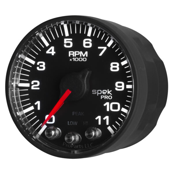 AUTOMETER Tachometer Gauge 2 1/16", 11K RPM, W/ Shift Light & Peak Mem, Black/Black, Spek-Pro - Image 4