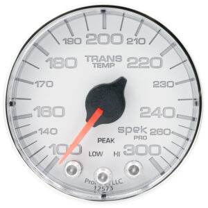 AUTOMETER Transmission Temperature Gauge 2 1/16", 300°f, Stepper Motor W/Pk & Wrn, Wht/Chrm, Spek-Pro