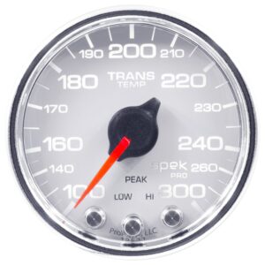 AUTOMETER Transmission Temperature Gauge 2 1/16", 300°f, Stepper Motor W/Pk & Wrn, Wht/Chrm, Spek-Pro