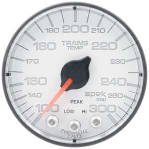 AUTOMETER Transmission Temperature Gauge 2 1/16", 300°f, Stepper Motor W/Pk & Wrn, Wht/Black, Spek-Pro