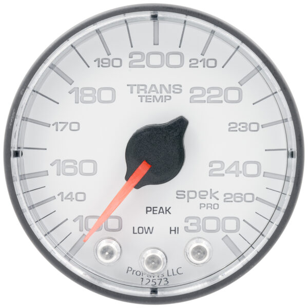 AUTOMETER Transmission Temperature Gauge 2 1/16", 300°f, Stepper Motor W/Pk & Wrn, Wht/Black, Spek-Pro