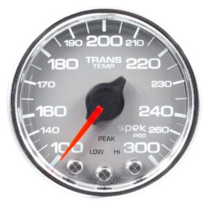 AUTOMETER Transmission Temperature Gauge 2 1/16", 300°f, Stepper Motor W/Pk & Wrn, Slvr/Chrm, Spek-Pro