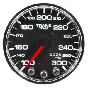 AUTOMETER Transmission Temperature Gauge 2 1/16", 300°f, Stepper Motor W/Pk & Wrn, Black/Chrm, Spek-Pro