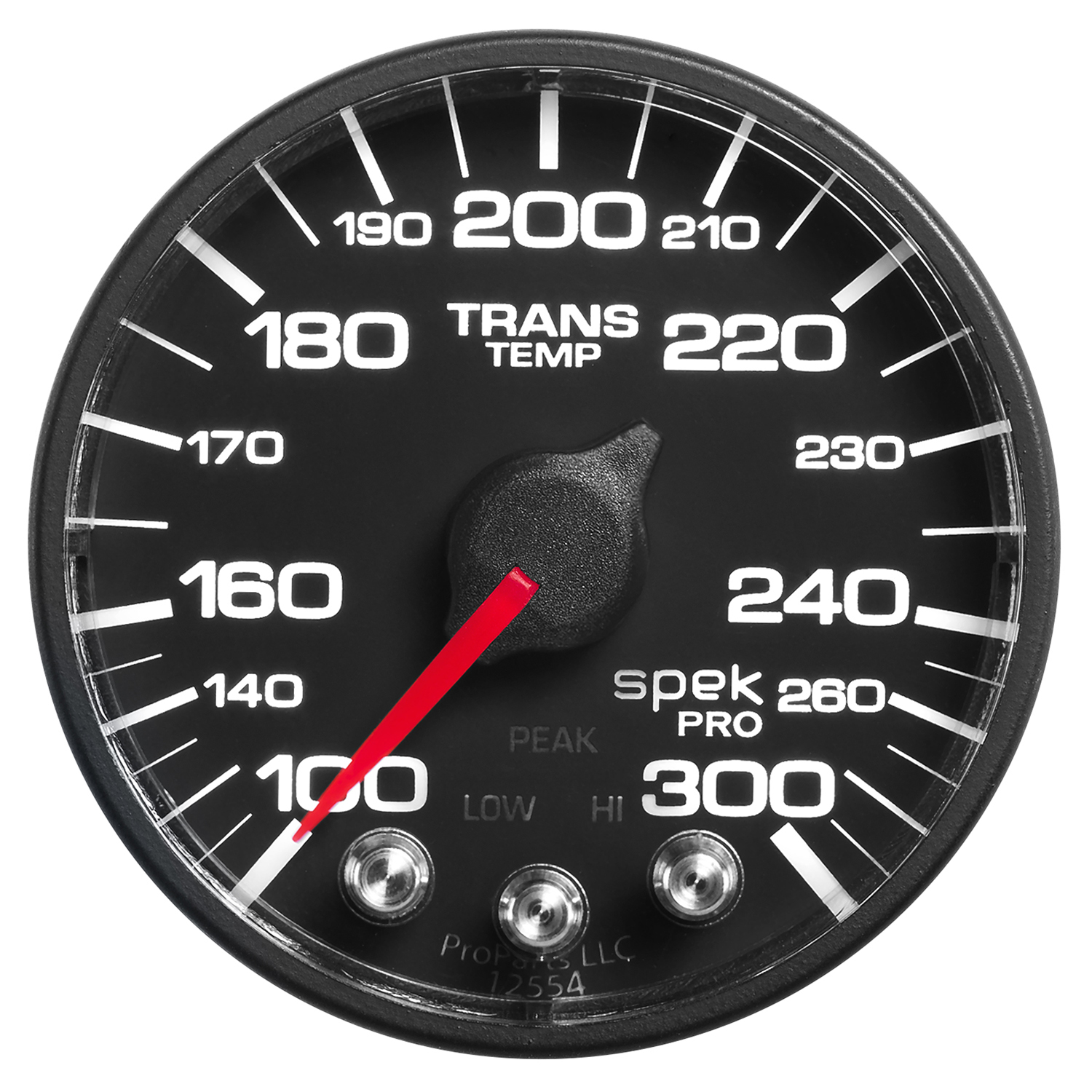 AUTOMETER Transmission Temperature Gauge 2 1/16", 300°f, Stepper Motor W/Peak & Wrn, Black/Black, Spek-Pro