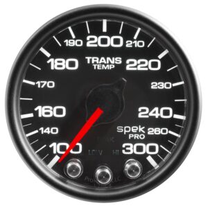 AUTOMETER Transmission Temperature Gauge 2 1/16", 300°f, Stepper Motor W/Peak & Wrn, Black/Black, Spek-Pro