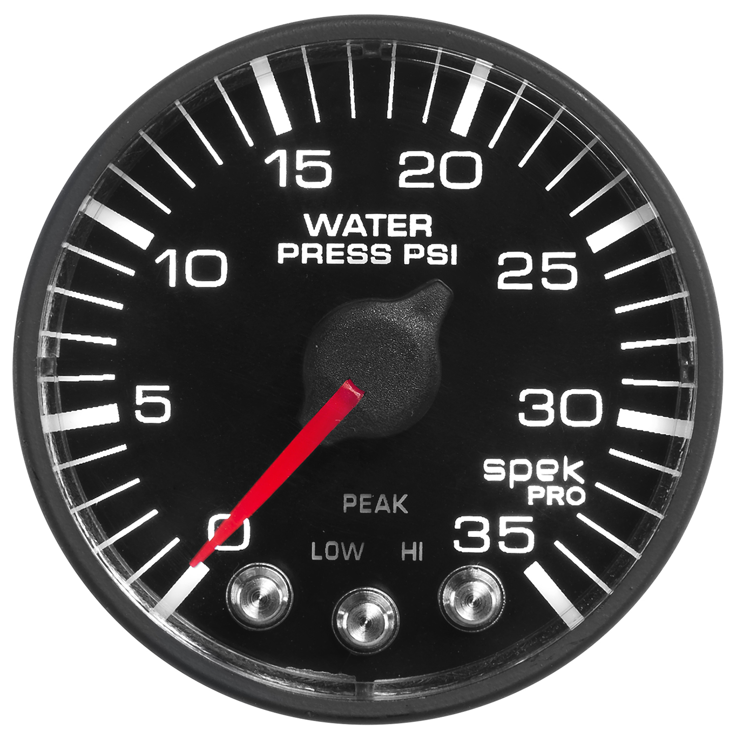 AUTOMETER Water Pressure Gauge 2 1/16", 35PSI, Stepper Motor W/Pk & Wrn, Black/Black, Spek-Pro