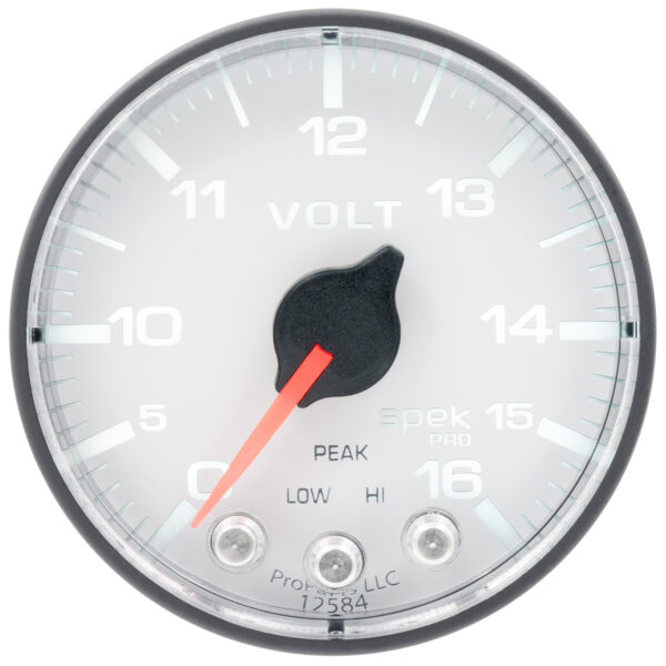 AUTOMETER Voltmeter Gauge 2 1/16", 16V, Stepper Motor W/Peak & Warn, Wht/Black, Spek-Pro - Image 2