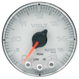 AUTOMETER Voltmeter Gauge 2 1/16", 16V, Stepper Motor W/Peak & Warn, Slvr/Chrm, Spek-Pro
