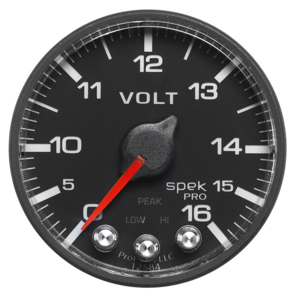 AUTOMETER Voltmeter Gauge 2 1/16", 16V, Stepper Motor W/Peak & Warn, Black/Black, Spek-Pro - Image 2