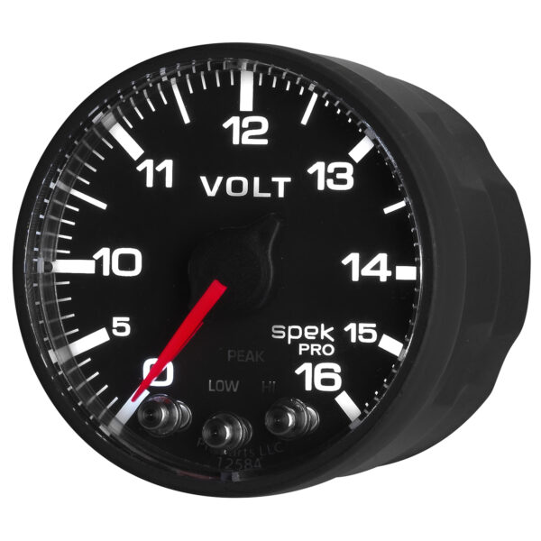 AUTOMETER Voltmeter Gauge 2 1/16", 16V, Stepper Motor W/Peak & Warn, Black/Black, Spek-Pro - Image 4