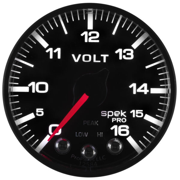 AUTOMETER Voltmeter Gauge 2 1/16", 16V, Stepper Motor W/Peak & Warn, Black/Black, Spek-Pro - Image 5