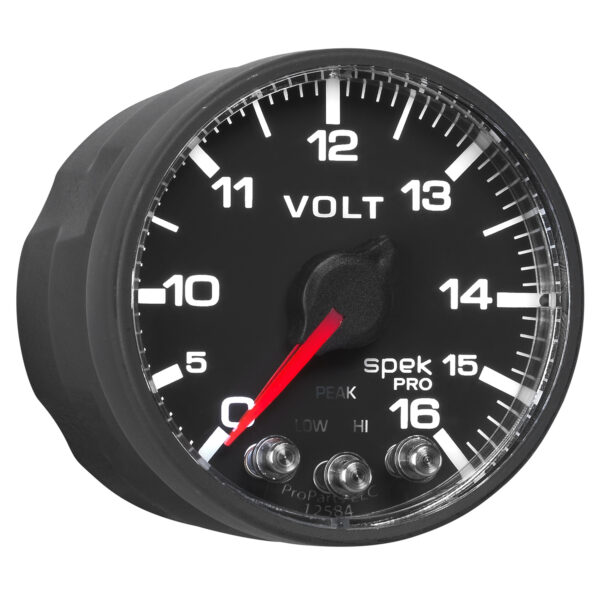 AUTOMETER Voltmeter Gauge 2 1/16", 16V, Stepper Motor W/Peak & Warn, Black/Black, Spek-Pro - Image 6
