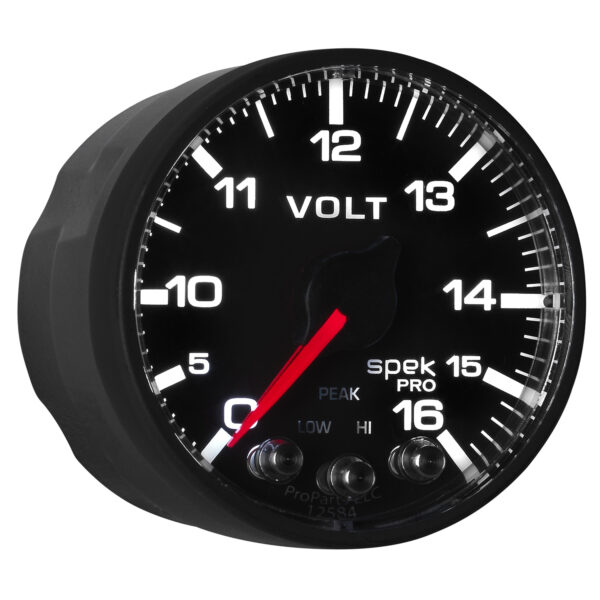 AUTOMETER Voltmeter Gauge 2 1/16", 16V, Stepper Motor W/Peak & Warn, Black/Black, Spek-Pro - Image 7